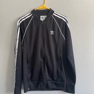 Adidas Black and White Lightweight Jacket with Signature Stripes